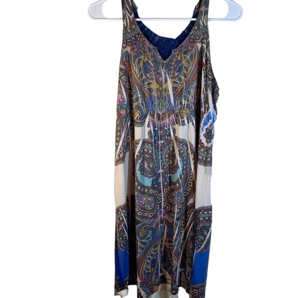 Cato Dress Beige Blue Beads In Back Size Large - Picture 1 of 9